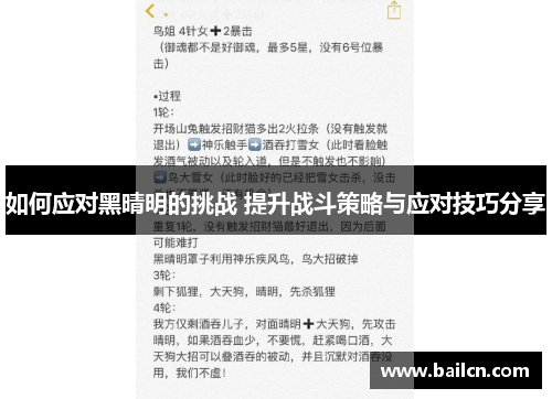 如何应对黑晴明的挑战 提升战斗策略与应对技巧分享